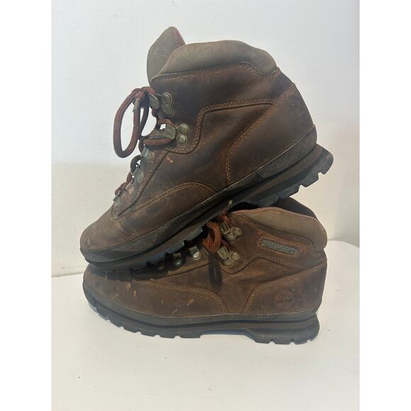 Timberland Euro Women’s Size 9.5W Brown Leather Lace Up Hiking Boots 95100 - Picture 3 of 5